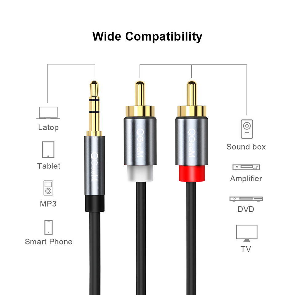 QGeeM câble RCA 2RCA à 3.5 câb - Home Cinema Subwoofer avis et prix